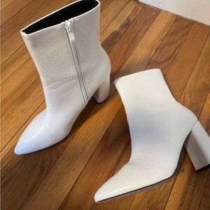 Nasty Gal White Croc Textured Heeled Boots